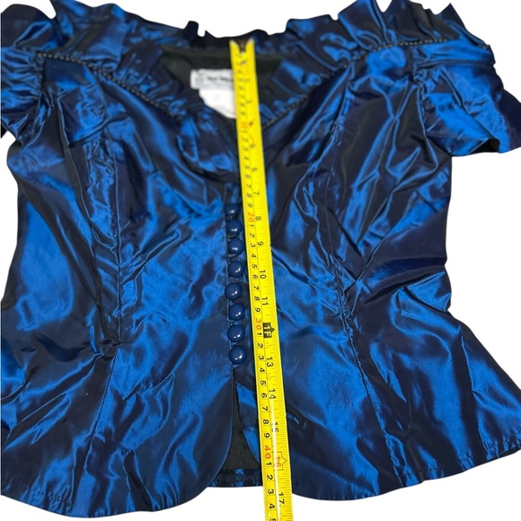 Vintage Iridescent Blue Corset-Style Off-Shoulder Top  - Small - Picture 12 of 16